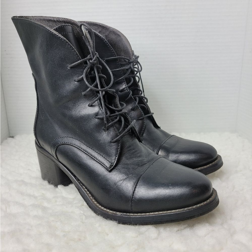Latitude Femme Womens Ankle Boots Size 6.5 Black Leather Shoes